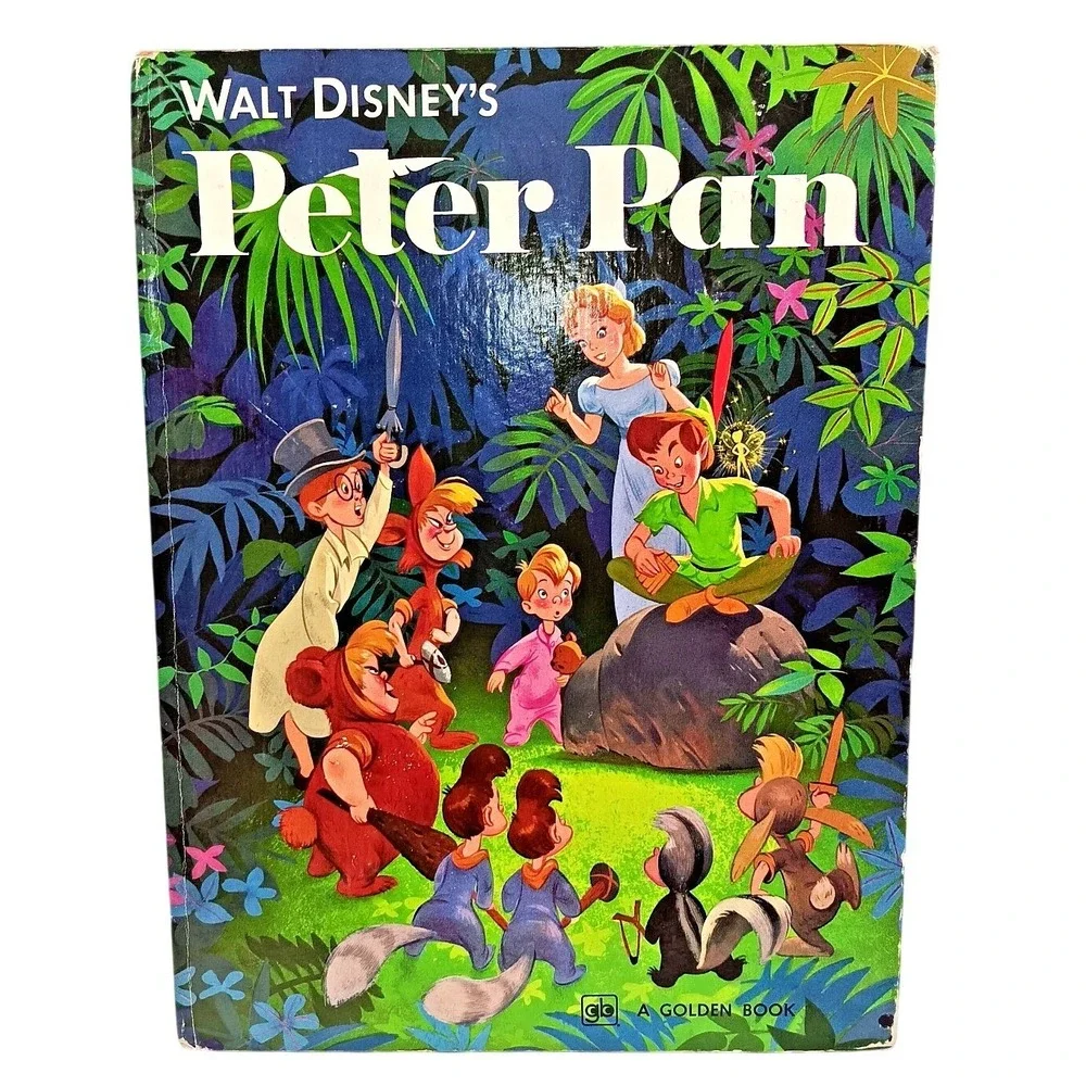 Vintage 1980 Walt‎ Disney Peter Pan Large Format Hardcover Book Golden Press 80s